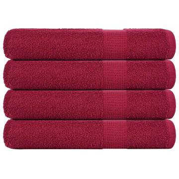 Towels 4 pcs Bordeaux 100x200 cm 100% Cotton – Soft & Absorbent