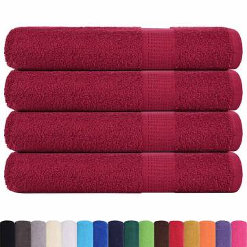 Towels 4 pcs Bordeaux 100x200 cm 100% Cotton – Soft & Absorbent