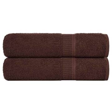 Hand Towels 2 pcs Brown 50x100 cm - 100% Cotton | HipoMarket