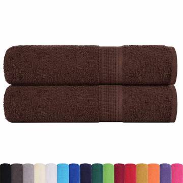 Hand Towels 2 pcs Brown 50x100 cm - 100% Cotton | HipoMarket