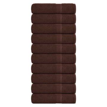 10 pcs Brown Bath Towels - 100% Cotton, 360 gsm | HipoMarket