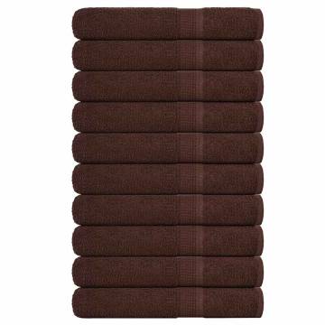 Towels 10 pcs Brown 100x200 cm 360 gsm 100% Cotton - Hipo Market