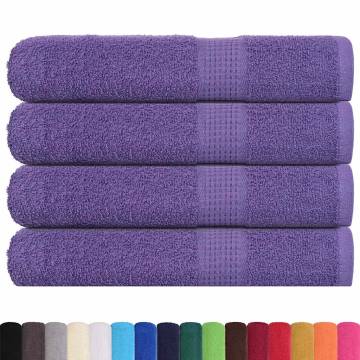 4 Pcs Purple Sauna Towels - 100% Cotton, Absorbent & Hygienic