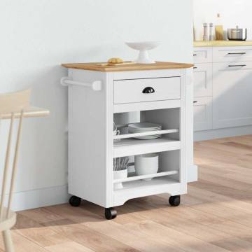 BODO Kitchen Trolley in White & Brown - 67.5x45x80 cm