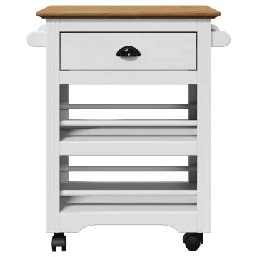 BODO Kitchen Trolley in White & Brown - 67.5x45x80 cm