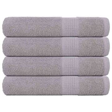 4 Pcs Grey Towels 100x200 cm | 100% Cotton Comfort