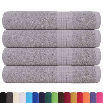 4 Pcs Grey Towels 100x200 cm | 100% Cotton Comfort