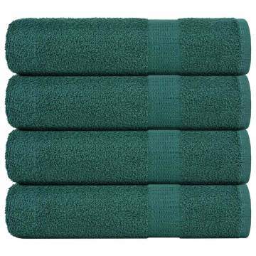 Soft & Absorbent Green Hand Towels - 4 pcs, 100% Cotton