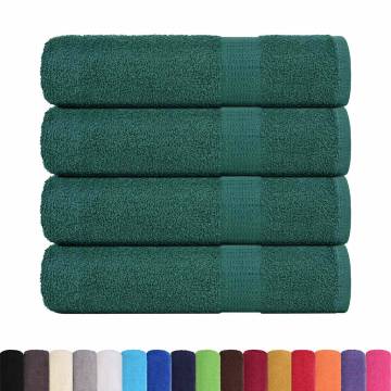 Soft & Absorbent Green Hand Towels - 4 pcs, 100% Cotton