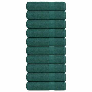 10 Pcs Green Bath Towels | 100% Cotton | Soft & Absorbent