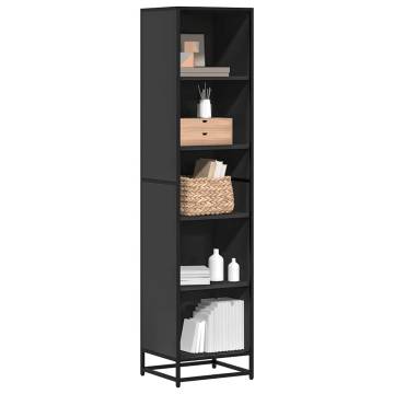 Versatile Black Book Cabinet - 40x35x170.5 cm Engineered Wood