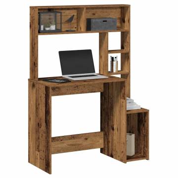 Desk with Shelves - Old Wood 100x45x140 cm | Hipomarket