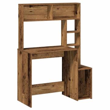 Desk with Shelves - Old Wood 100x45x140 cm | Hipomarket