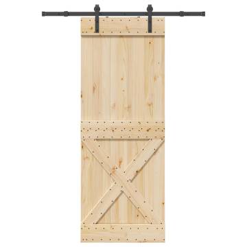 Solid Pine Sliding Door with Hardware Set - 85x210 cm