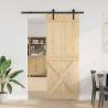 Solid Pine Sliding Door with Hardware Set - 85x210 cm