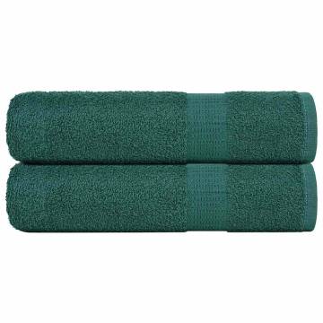 Hand Towels 2 Pcs Green - 100% Cotton, 50x100 cm