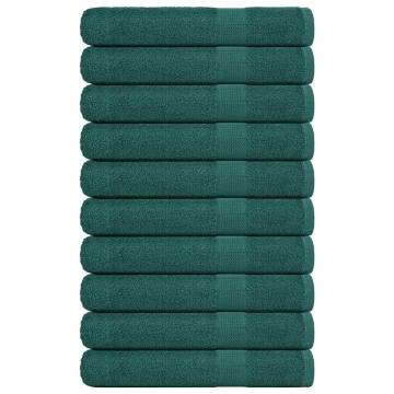 10 Pcs Green Cotton Towels 100x200 cm | Soft & Absorbent