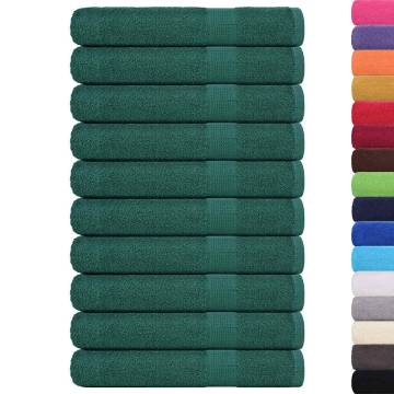 10 Pcs Green Cotton Towels 100x200 cm | Soft & Absorbent