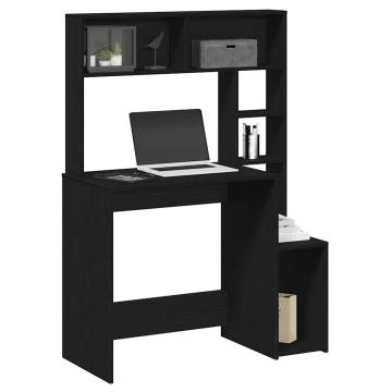 Black Desk with Shelves - 100x45x140 cm Engineered Wood