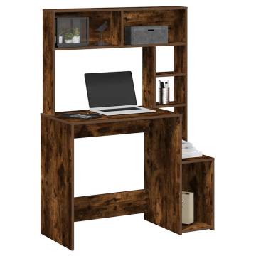 Desk with Shelves Smoked Oak - Stylish & Functional 100x45 cm