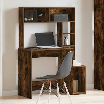 Desk with Shelves Smoked Oak - Stylish & Functional 100x45 cm