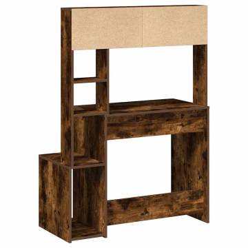 Desk with Shelves Smoked Oak - Stylish & Functional 100x45 cm