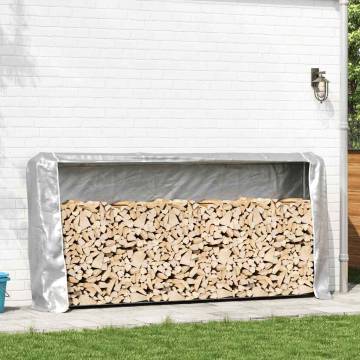 Firewood Rack with Rain Cover - Galvanised Steel | HipoMarket