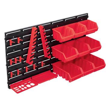 34 Piece Storage Bin Kit with Wall Panels - Red & Black