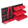 34 Piece Storage Bin Kit with Wall Panels - Red & Black