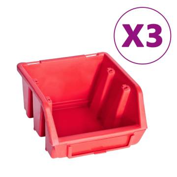 34 Piece Storage Bin Kit with Wall Panels - Red & Black