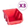 34 Piece Storage Bin Kit with Wall Panels - Red & Black