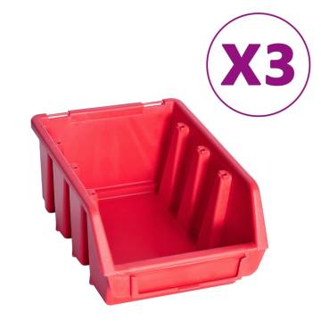 34 Piece Storage Bin Kit with Wall Panels - Red & Black