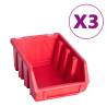 34 Piece Storage Bin Kit with Wall Panels - Red & Black