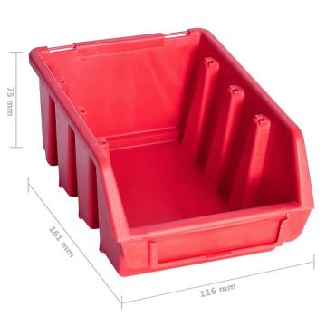 34 Piece Storage Bin Kit with Wall Panels - Red & Black