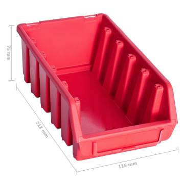 34 Piece Storage Bin Kit with Wall Panels - Red & Black