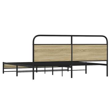 Sonoma Oak Metal Bed Frame 193x203 cm - Stylish & Durable