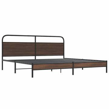 Metal Bed Frame Without Mattress - Brown Oak 183x213 cm