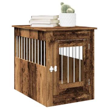 Dog Crate Furniture Old Wood - Stylish Pet Kennel & End Table