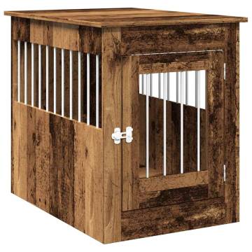 Dog Crate Furniture Old Wood - Stylish Pet Kennel & End Table