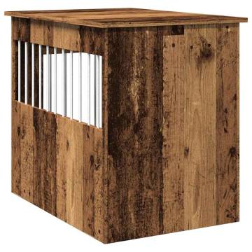 Dog Crate Furniture Old Wood - Stylish Pet Kennel & End Table