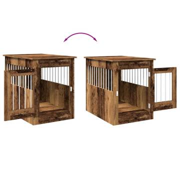 Dog Crate Furniture Old Wood - Stylish Pet Kennel & End Table