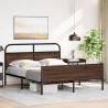 Brown Oak Metal Bed Frame 160x200 cm - Durable & Stylish