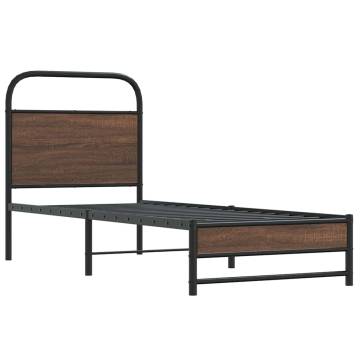 Brown Oak Bed Frame 75x190 cm - Stylish & Durable Design