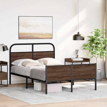 Brown Oak Bed Frame 140x190 cm - Sturdy & Stylish Design