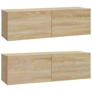 4 Piece TV Cabinet Set - Sonoma Oak Engineered Wood | Hipomarket