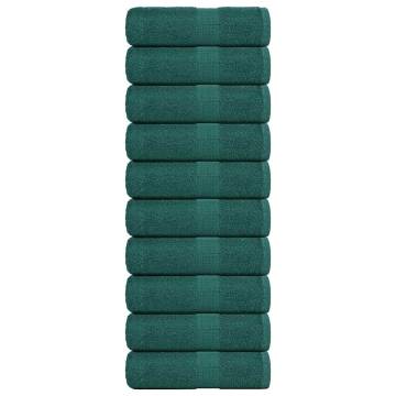 Guest Towels 10 pcs Green 30x50 cm | 100% Cotton & Absorbent