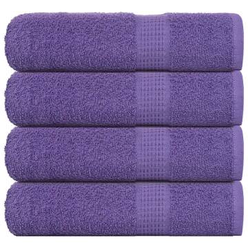 Soft Purple Hand Towels - 4 Pcs, 100% Cotton | HipoMarket