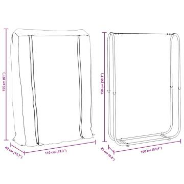 Firewood Rack with Rain Cover - Durable Galvanised Steel