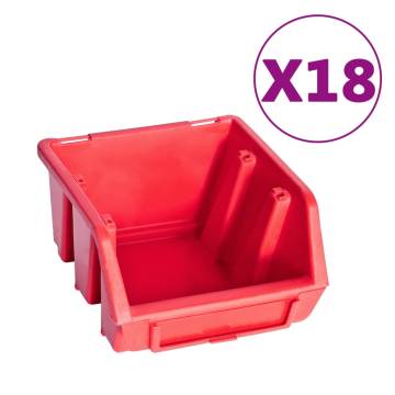 80 Piece Storage Bin Kit with Wall Panels - Red and Black