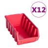 80 Piece Storage Bin Kit with Wall Panels - Red and Black